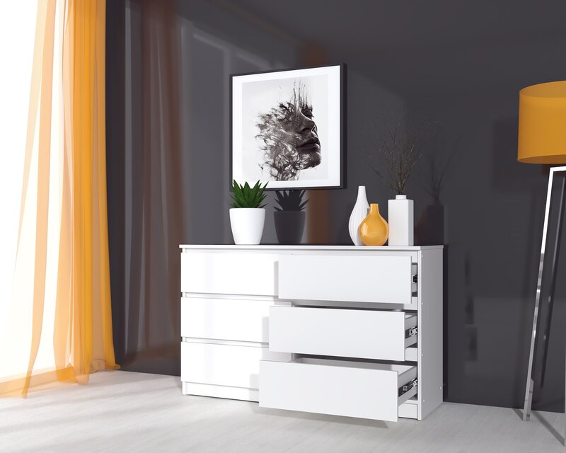 Comoda MP6 6S, 130x44x80cm, Alb